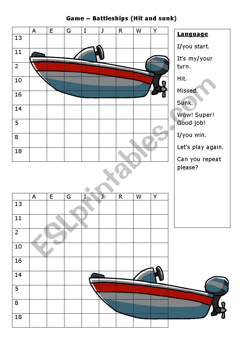 battleship on number and alphabet