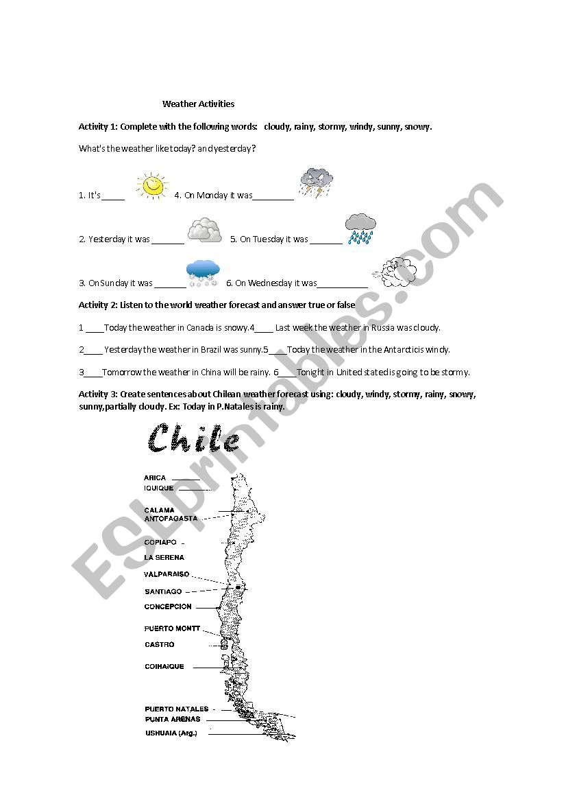 weather exercise worksheet