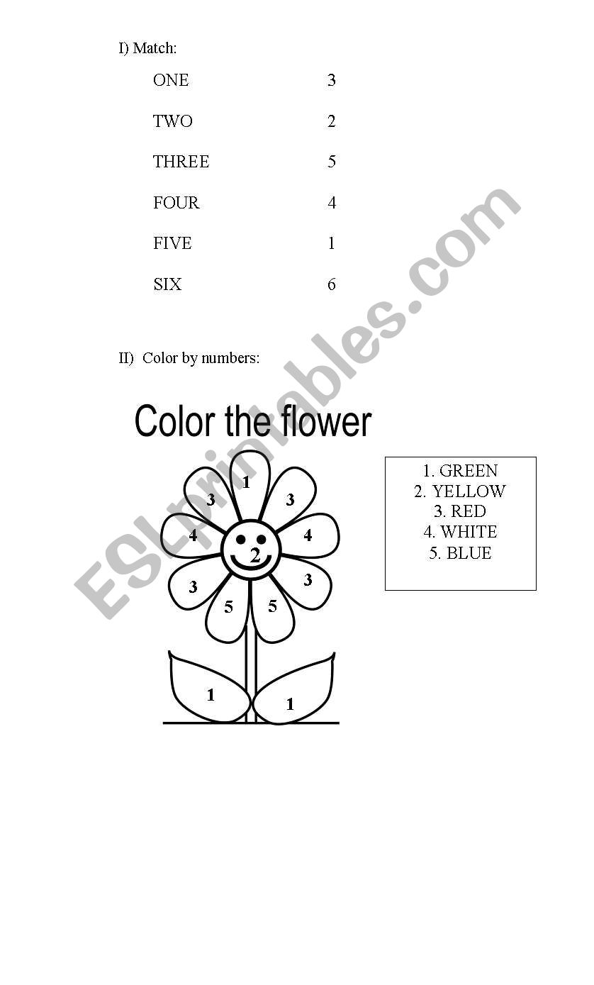 Numbers and colors worksheet
