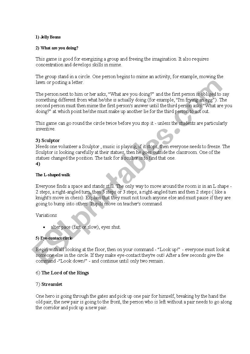 DramaGames worksheet