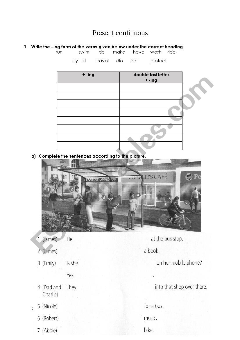 Present continuous Exercises worksheet