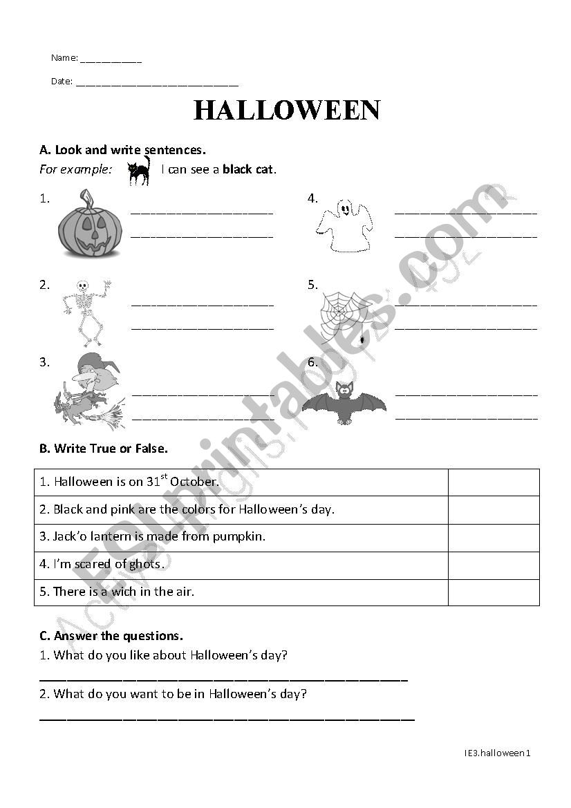Halloween worksheet worksheet