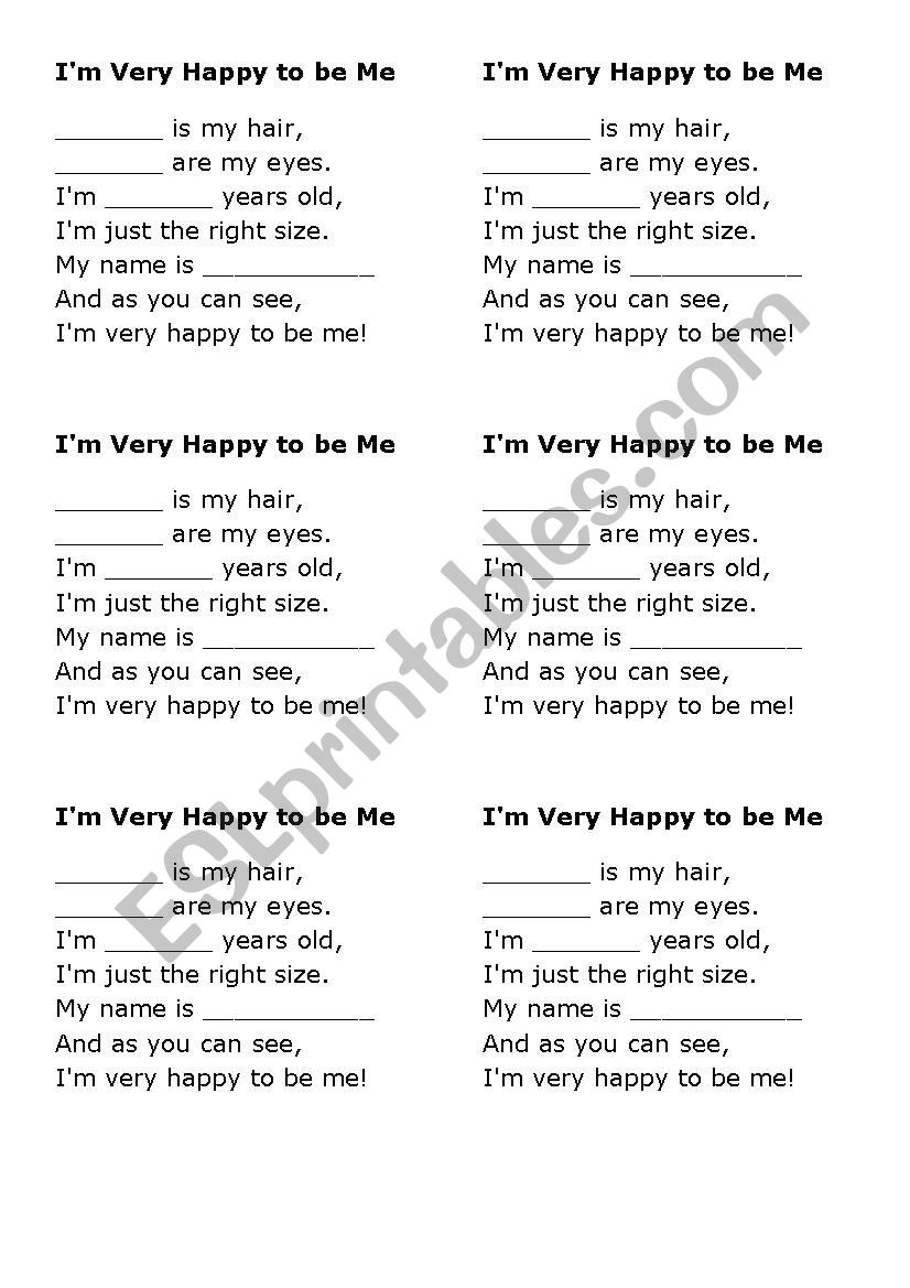 IÂ´m very happy to be me - Poem