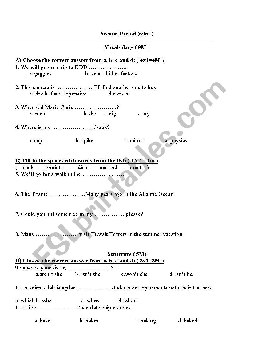 varied questions worksheet