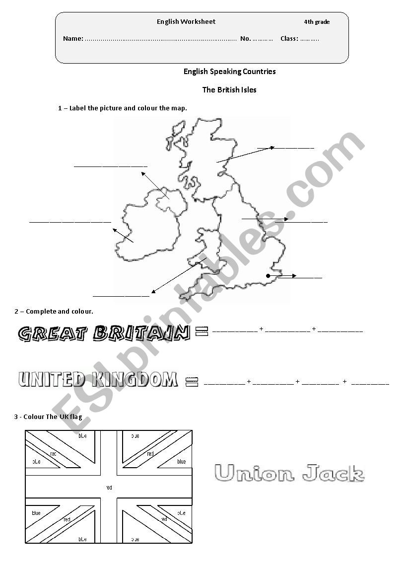 English Speaking Countries worksheet