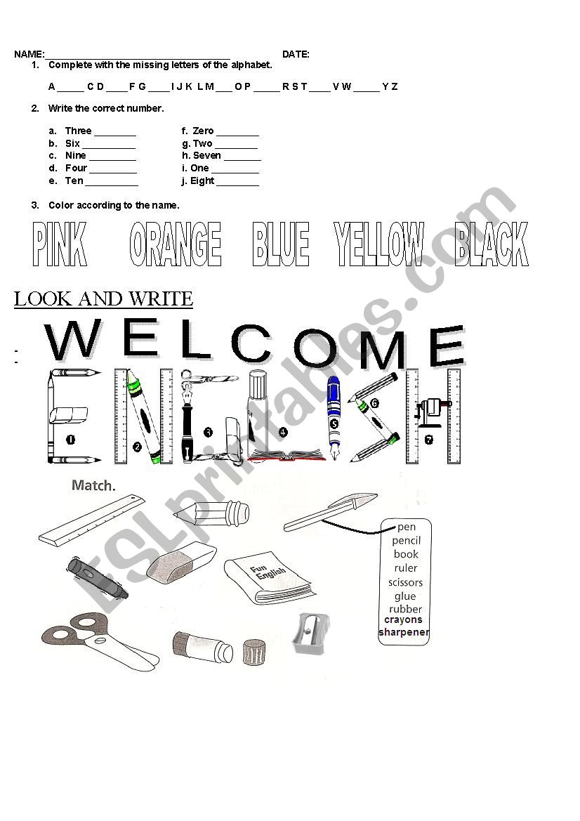 ABC AND NUMBERS - ESL worksheet by ludyba