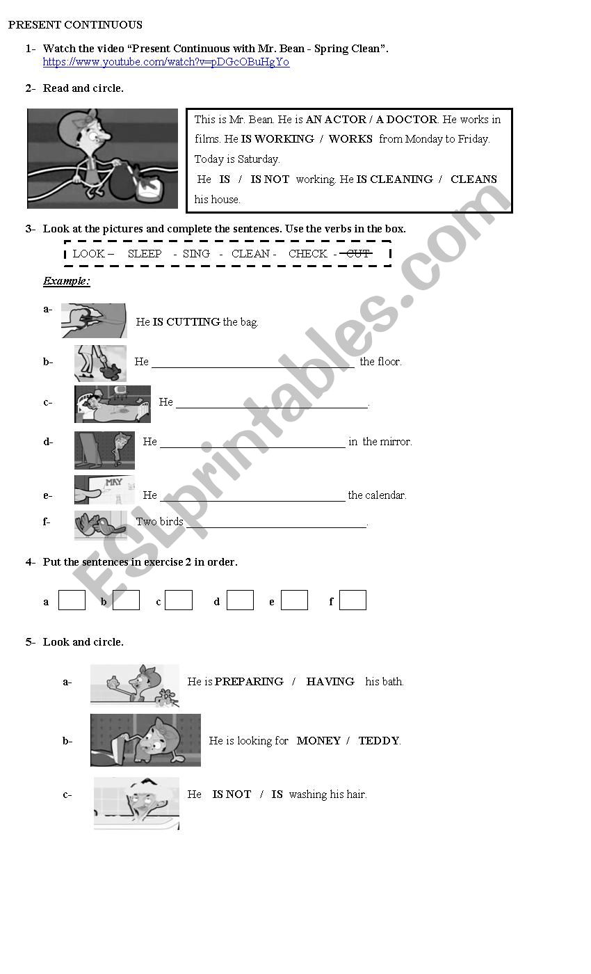 MR. BEAN_SPRING CLEANING worksheet