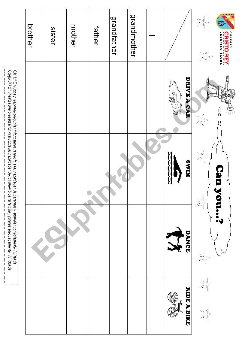 Can / Cant worksheet