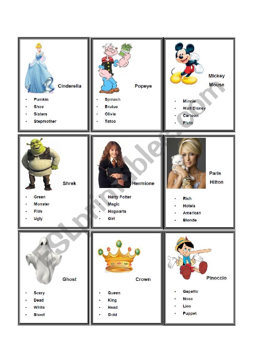 taboo worksheet