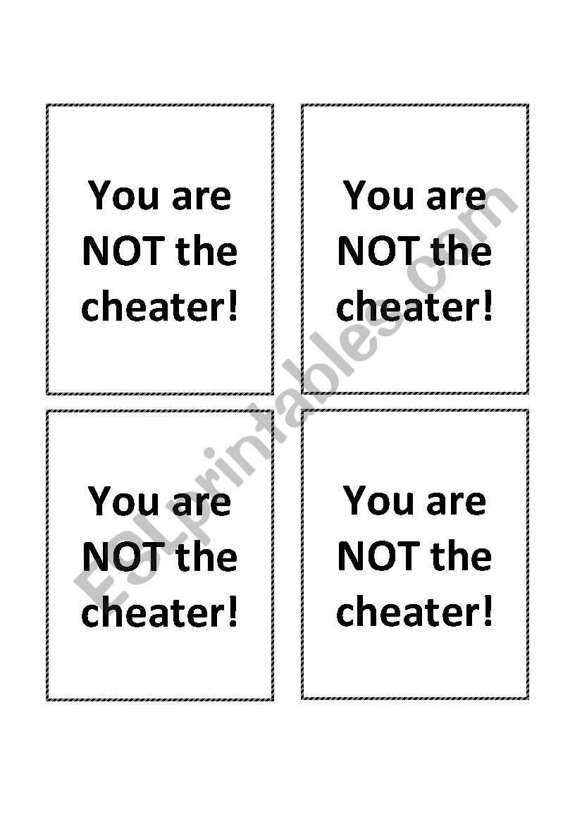 The Cheater Game. Cards template.