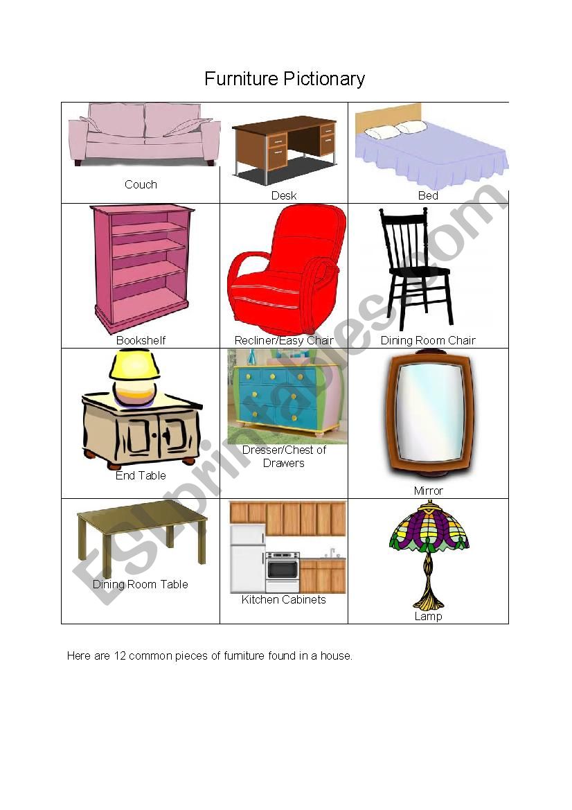 Furniture Pictionary worksheet