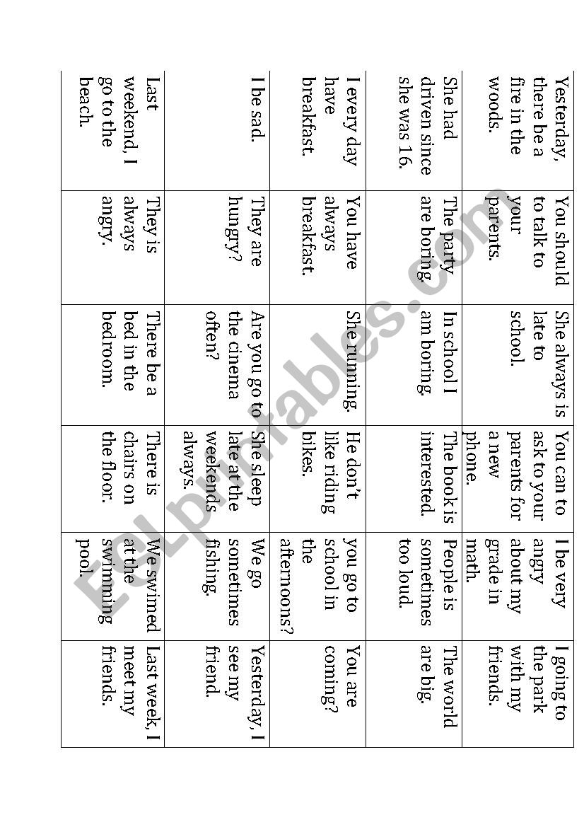 Correct the Mistakes worksheet