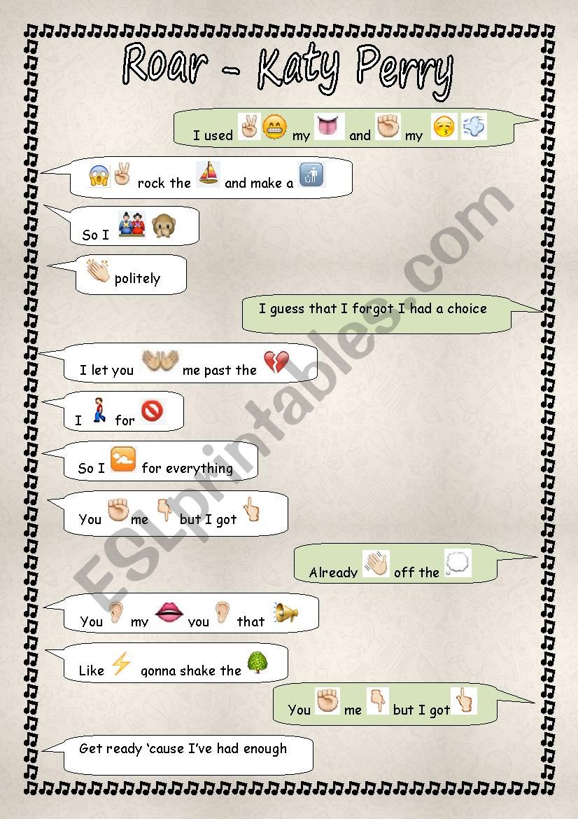 ROAR - Katy Perry worksheet
