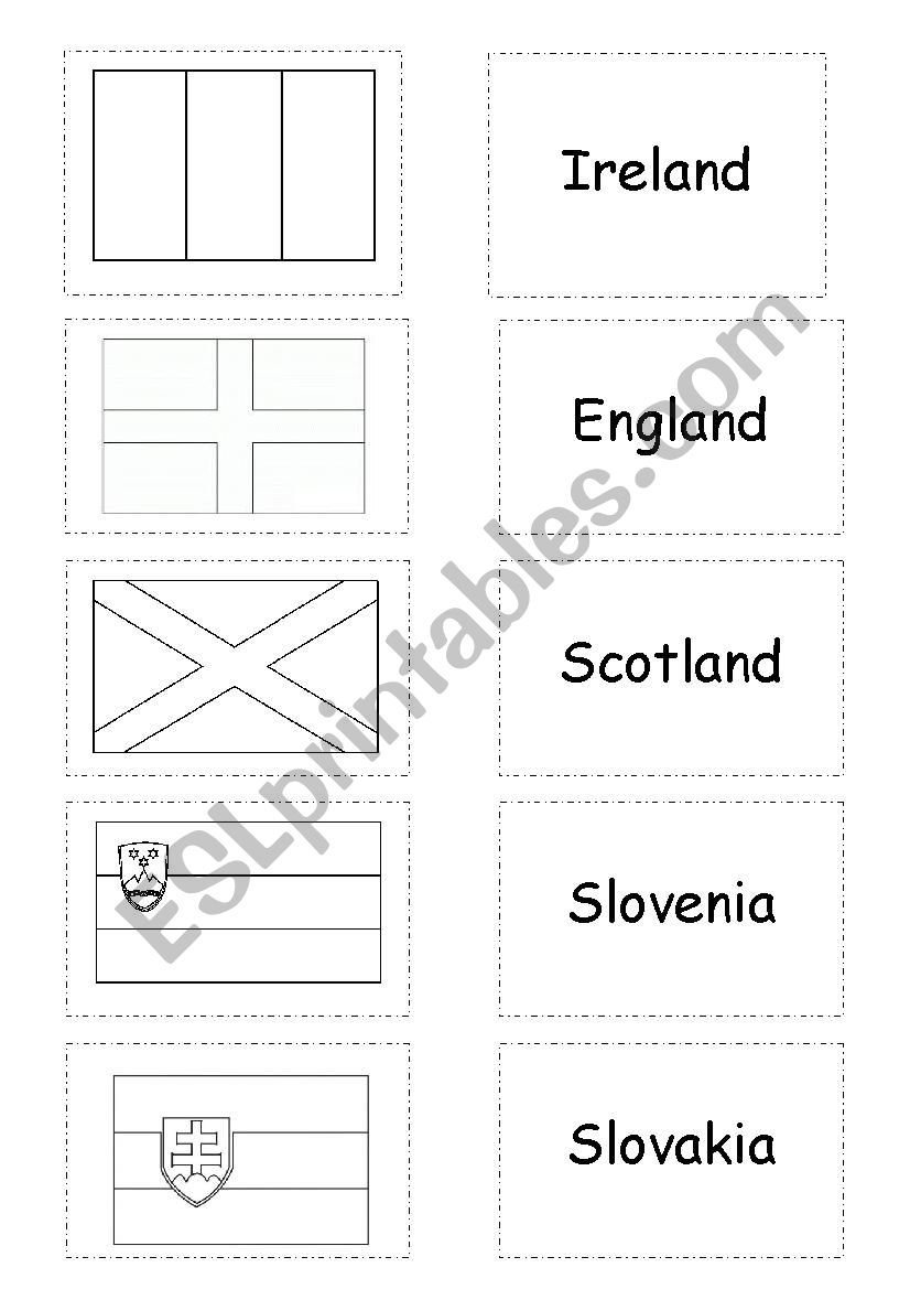 Countries - Memory game worksheet