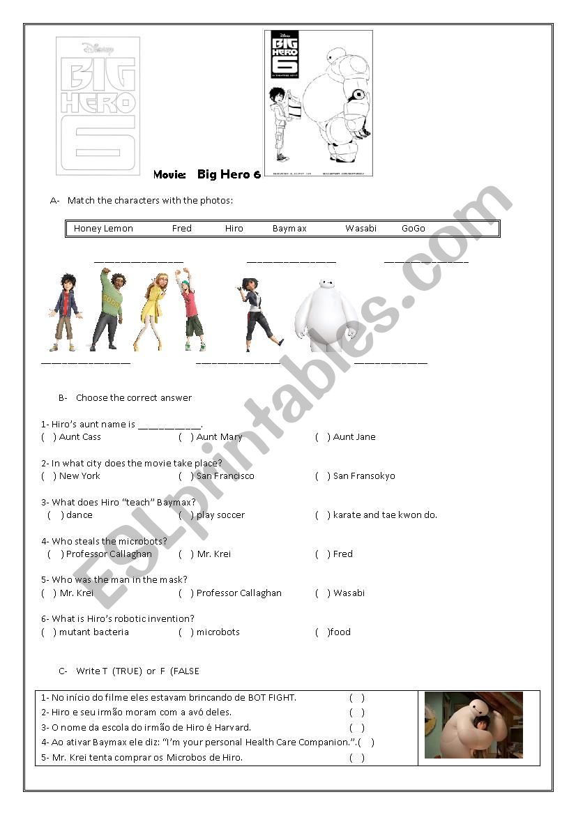 Big Hero 6 worksheet