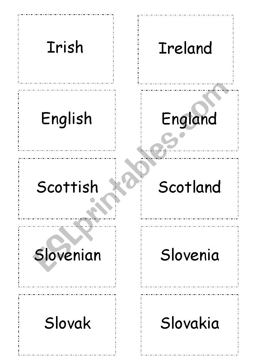 countries and nationalities memory game