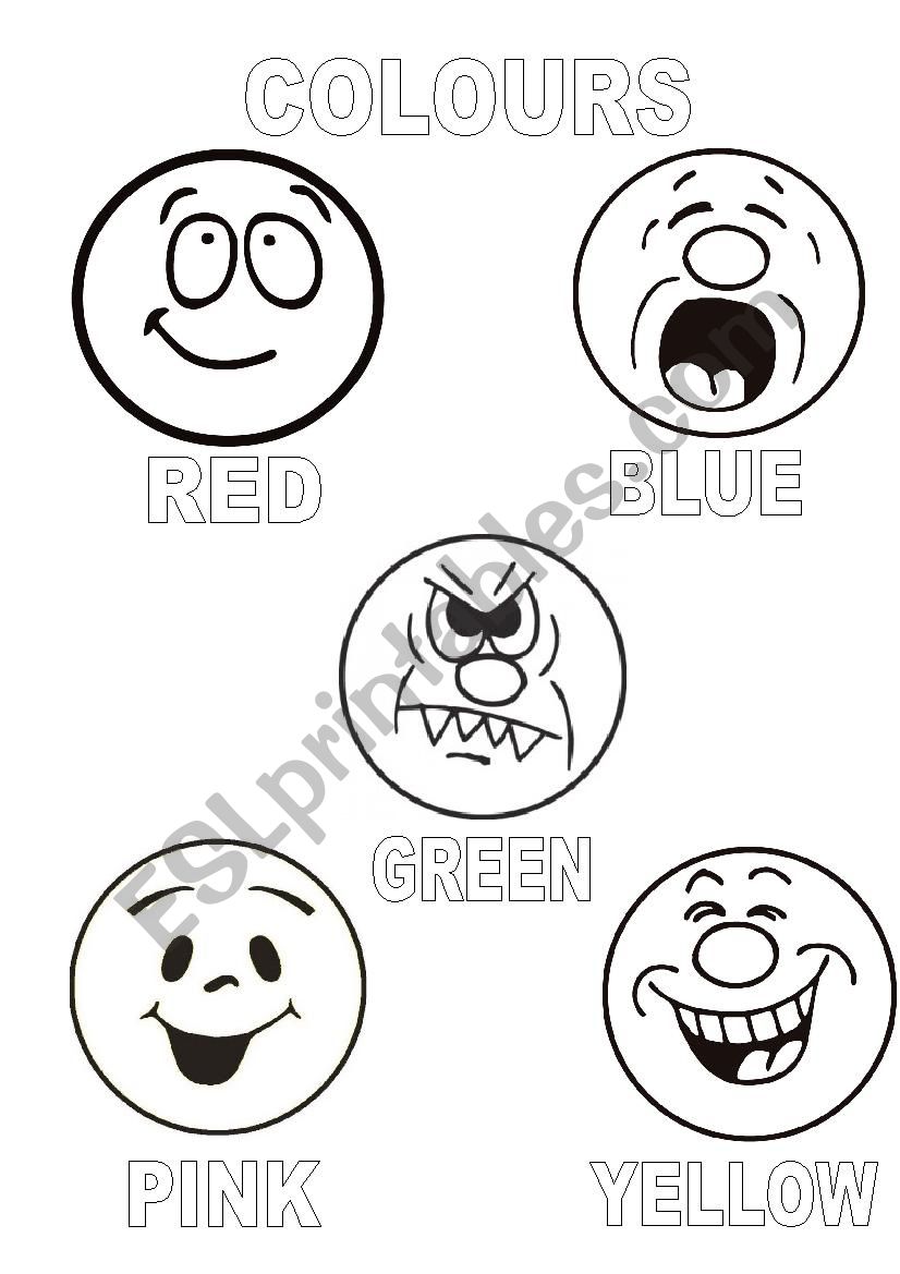 Colour the smileys worksheet