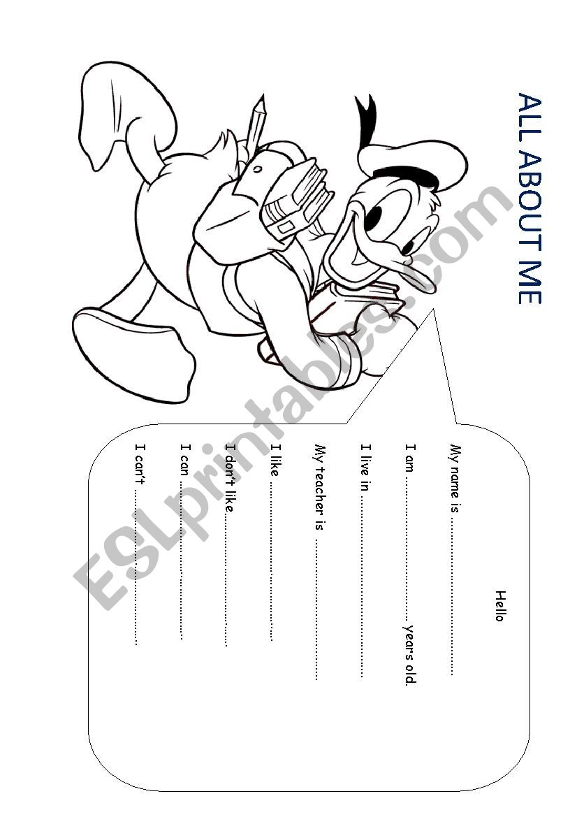 ALL ABOUT ME worksheet