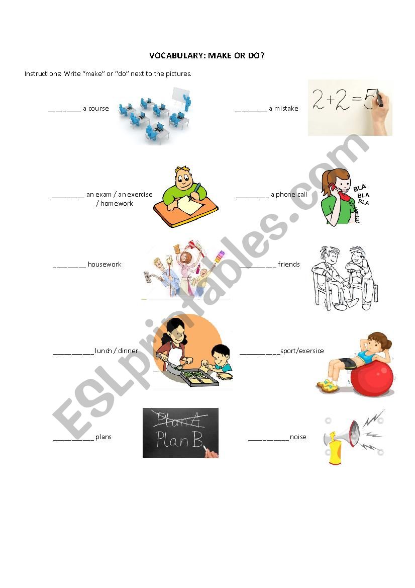 Make or Do? worksheet