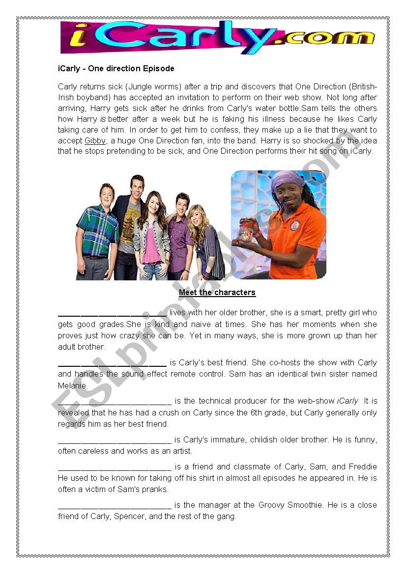 Icarly - I go one direction worksheet