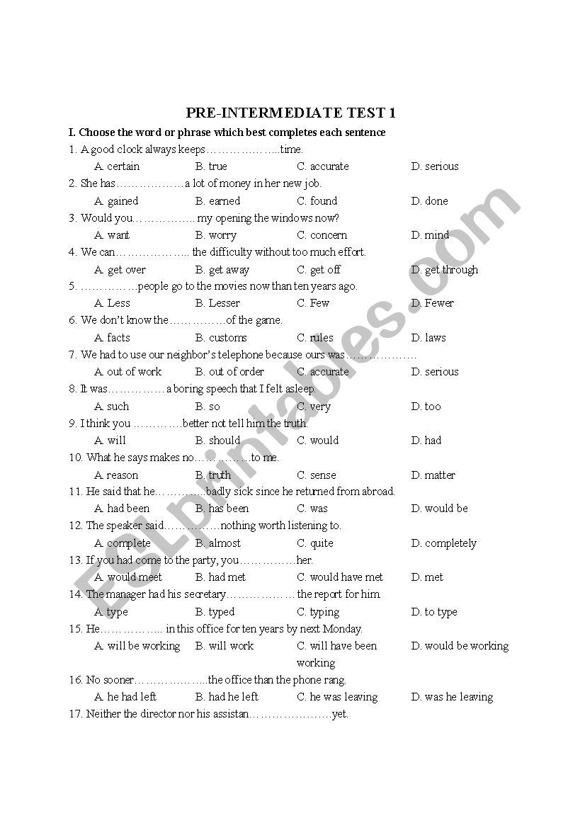 presentation topics for pre intermediate level