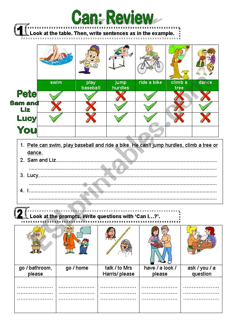 Can - Review worksheet