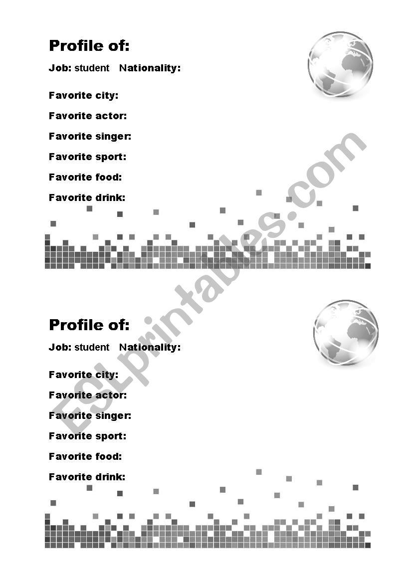 Profile of worksheet