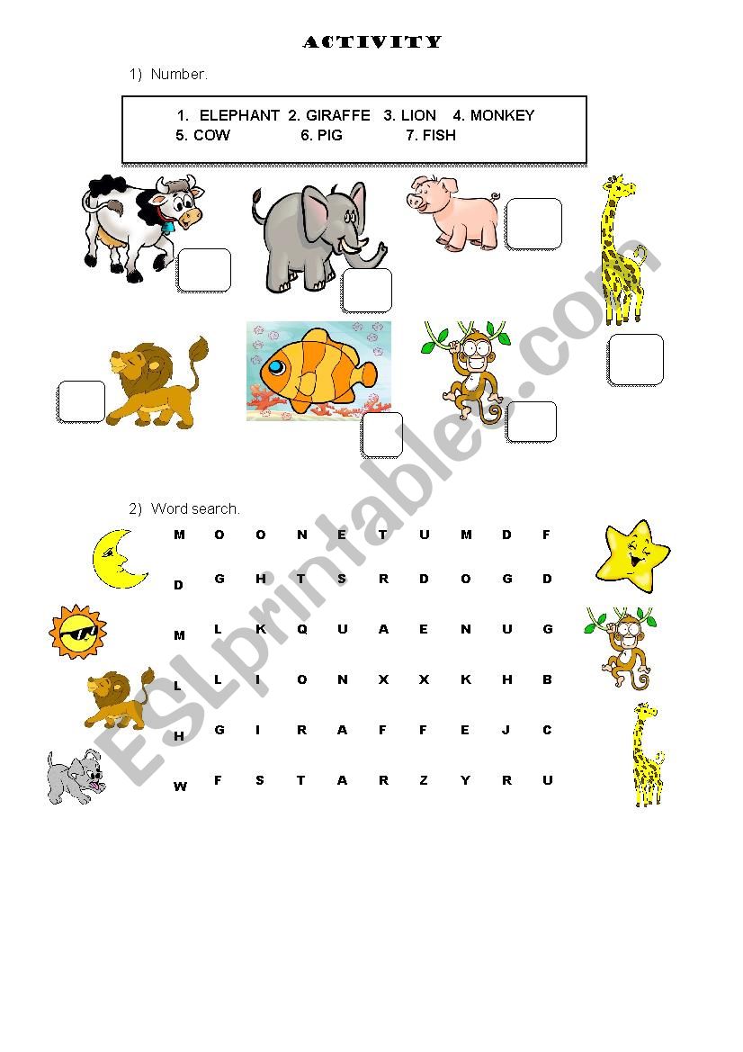 Animals and Foods worksheet