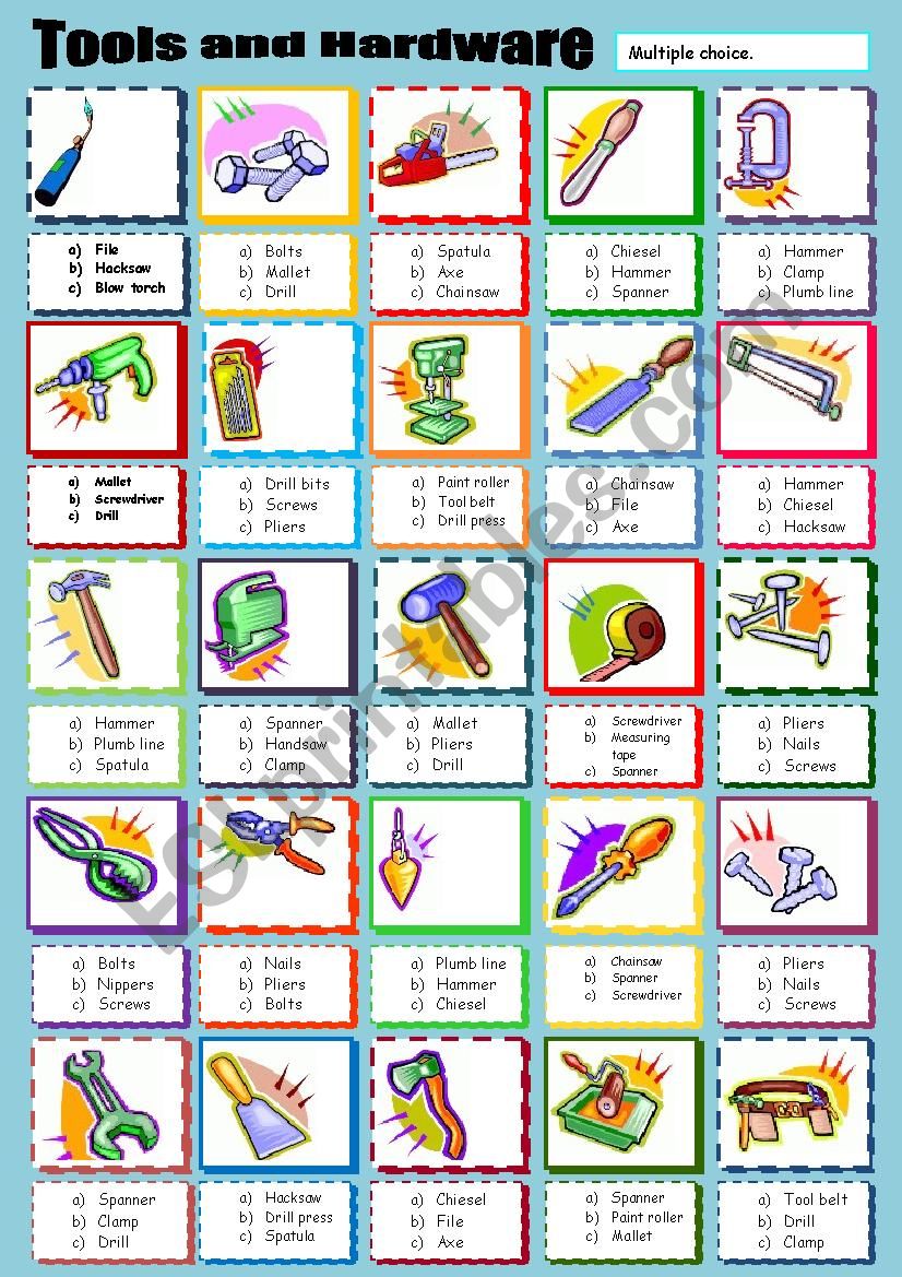 TOOLS AND HARDWARE multiple choice