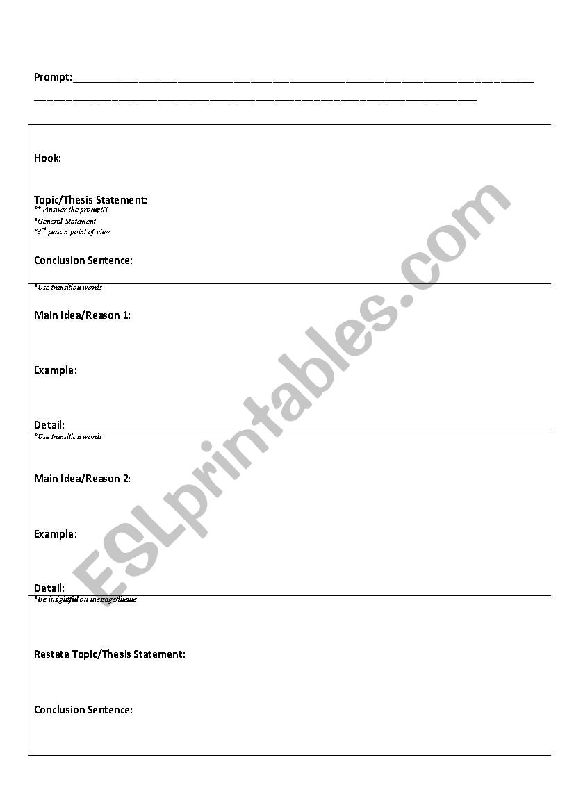 Expository Writing Graphic Organizer 