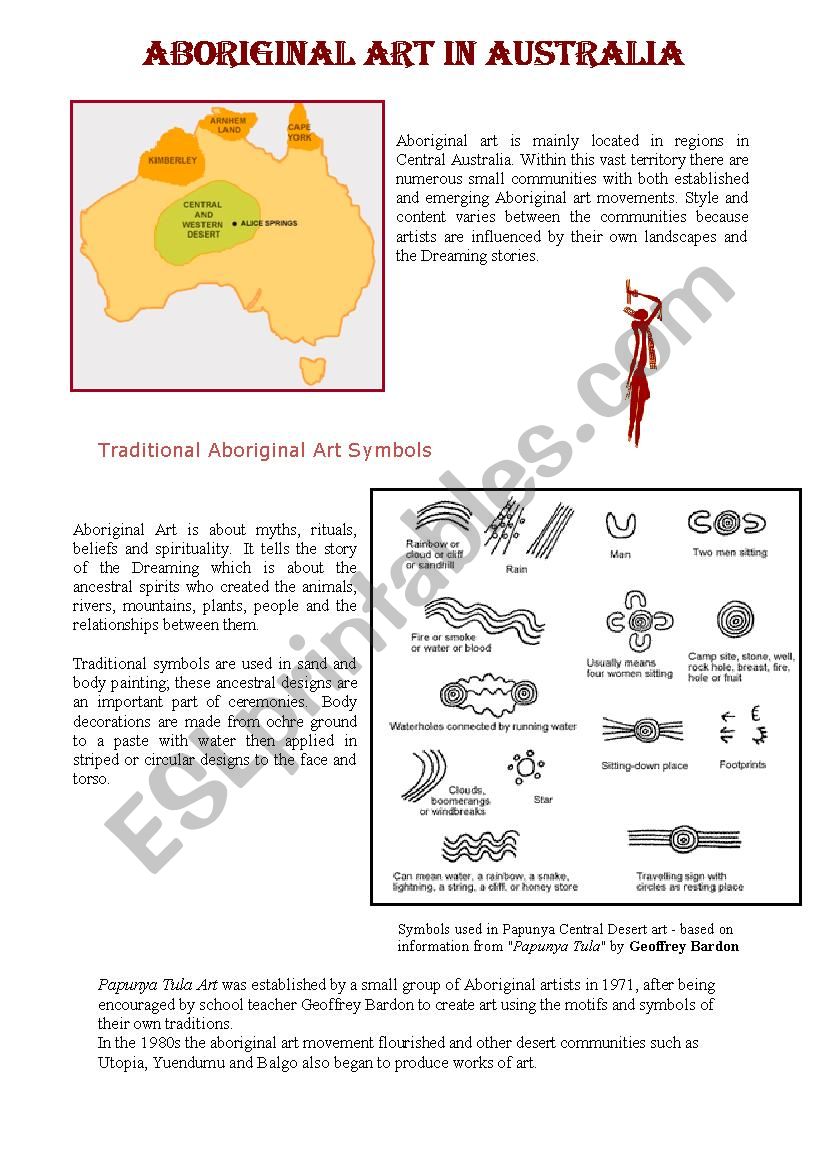 Aboriginal Art in Australia worksheet