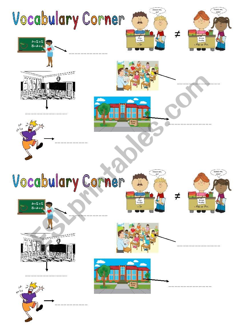 Basic School Vocabulary Worksheet