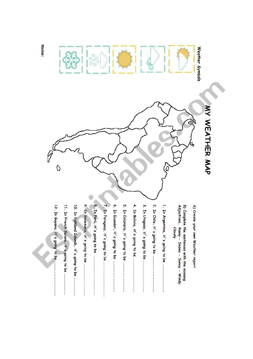 My weather Map  worksheet