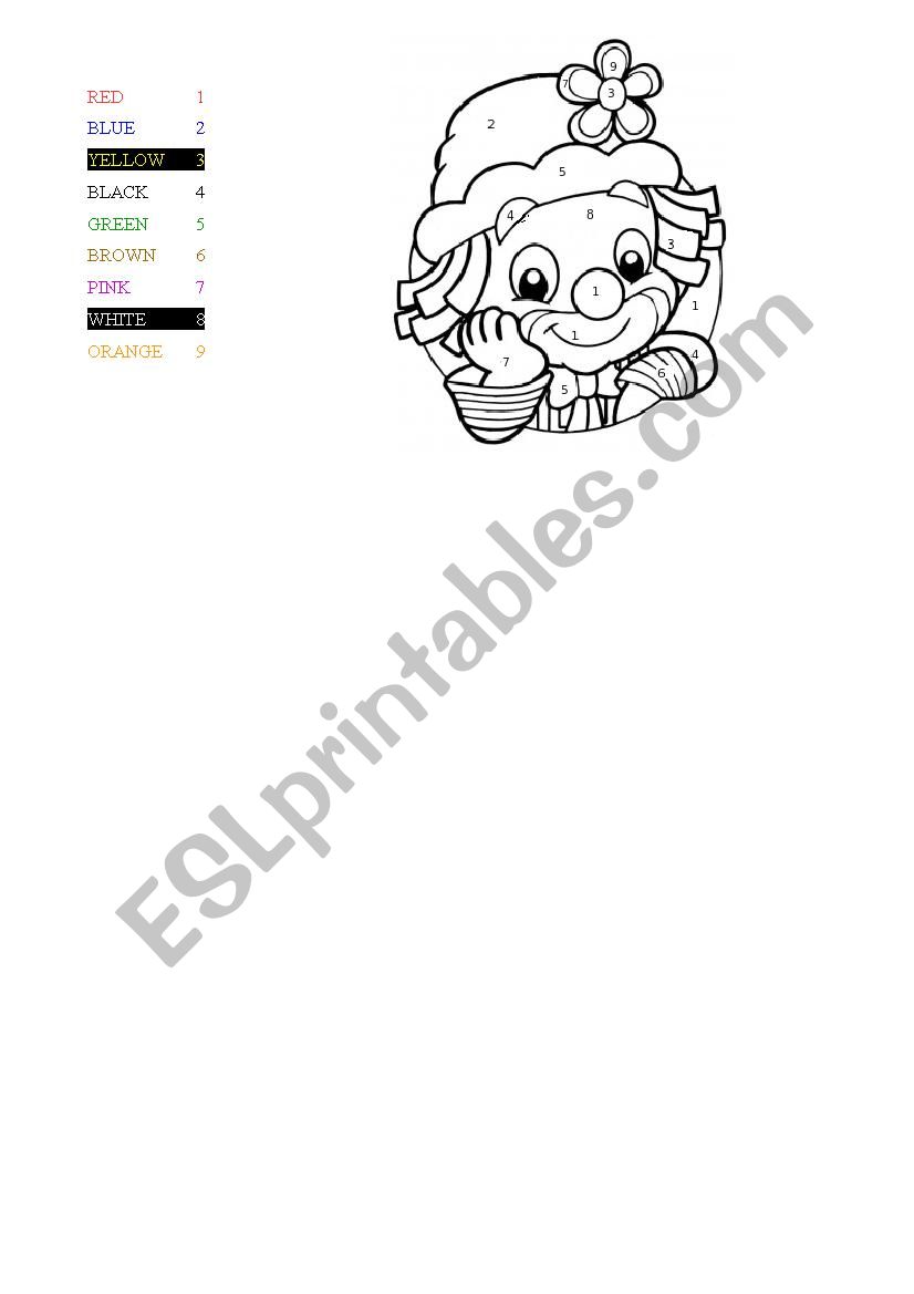 Colours worksheet
