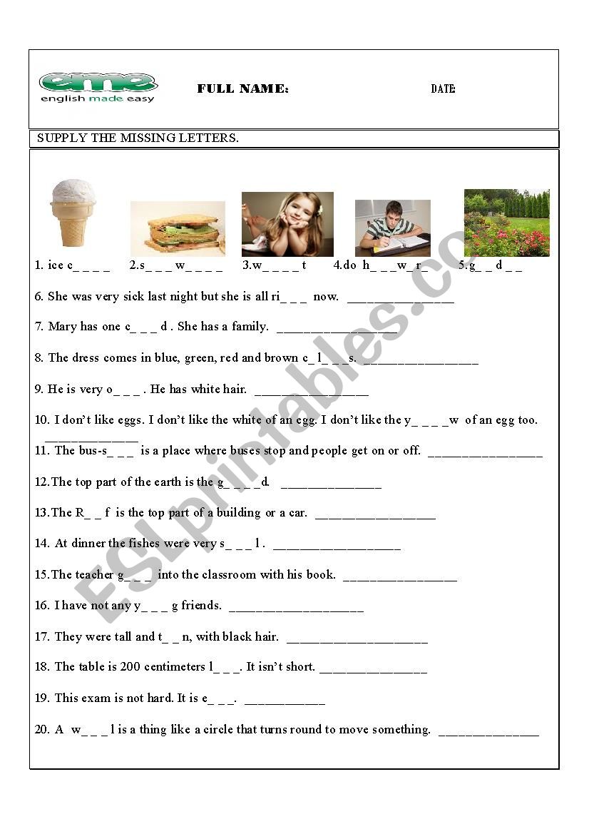 spelling test worksheet