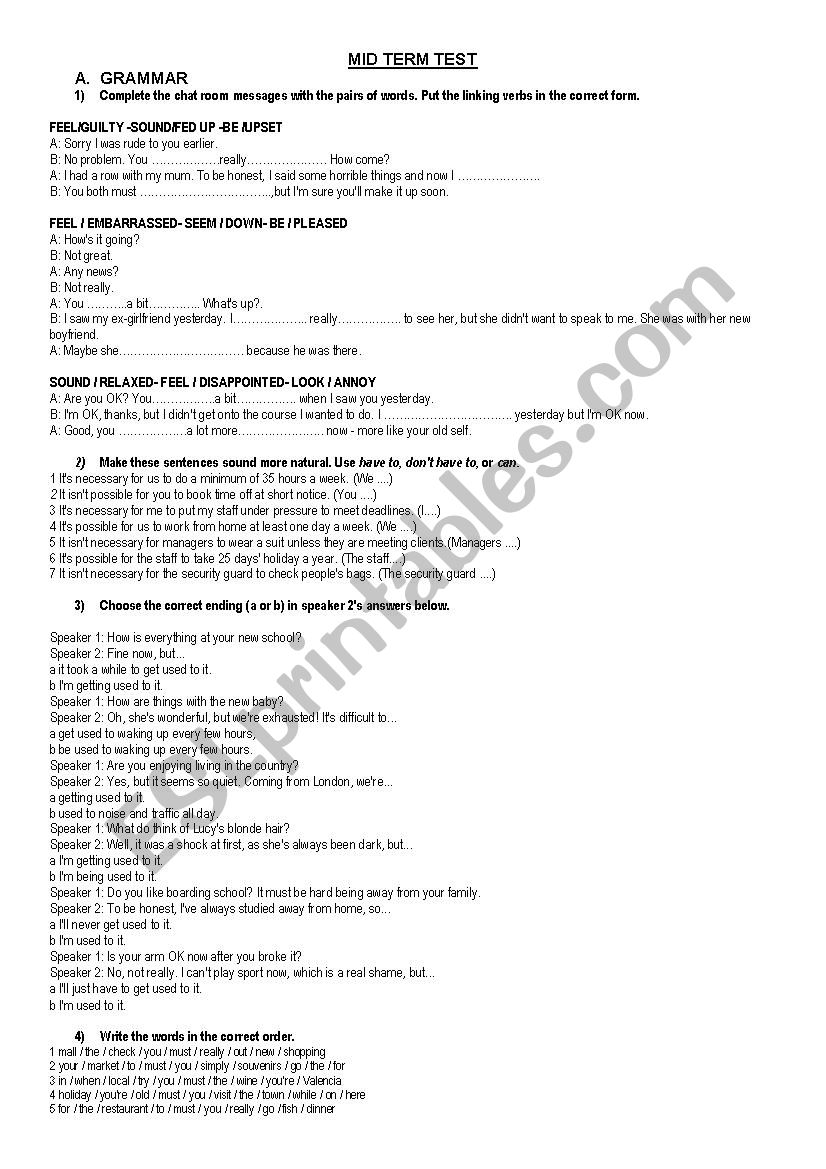 grammar and vocabulary worksheet