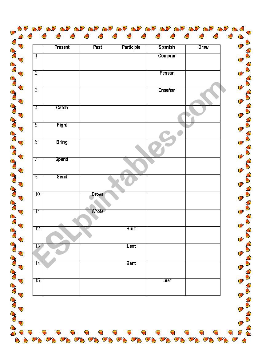 Verbs workshop worksheet