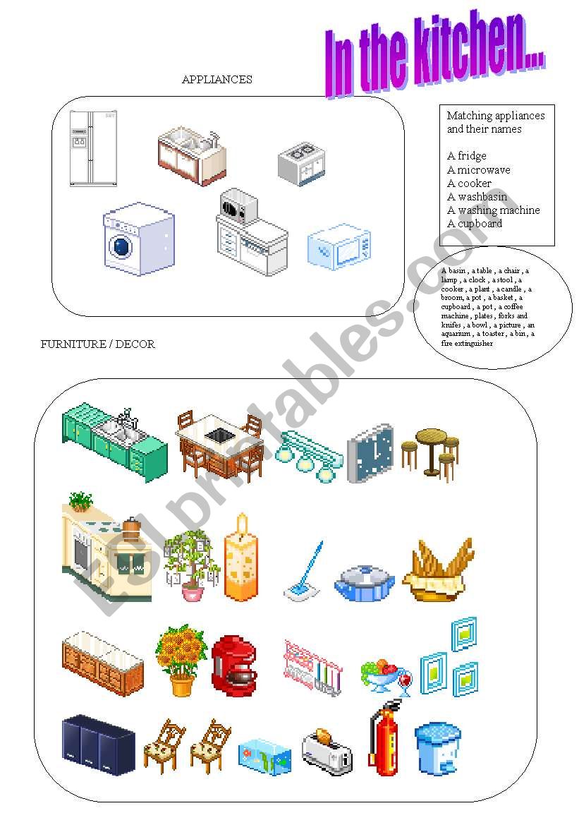 IN THE KITCHEN worksheet