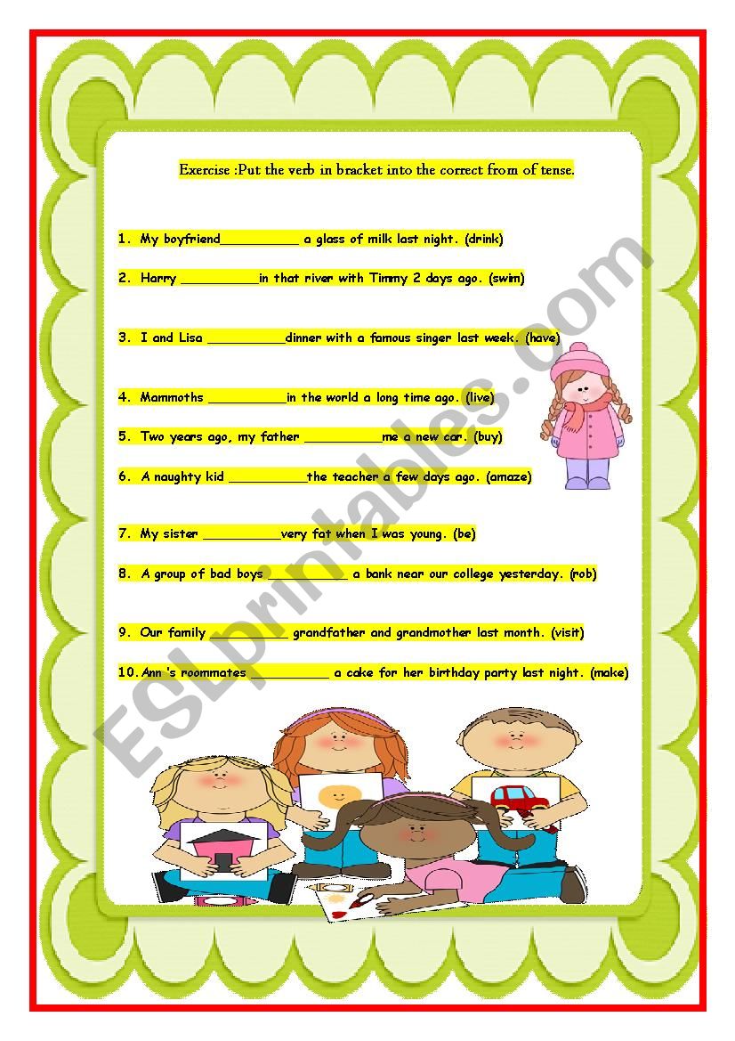 past tense worksheet