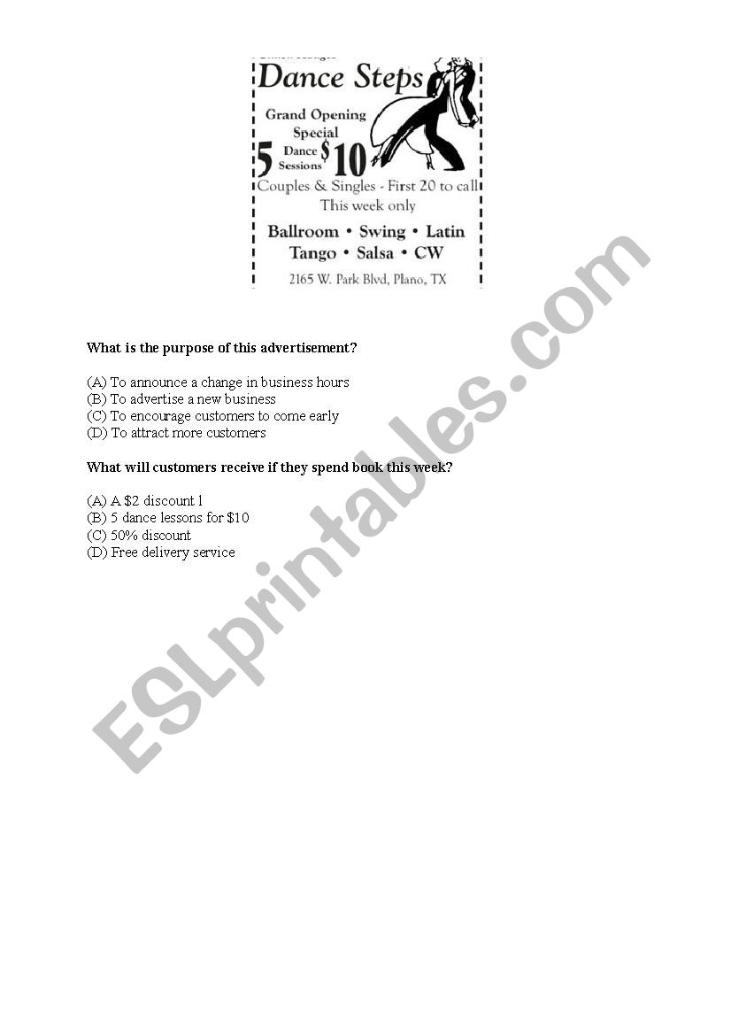  Toeic Adverts worksheet