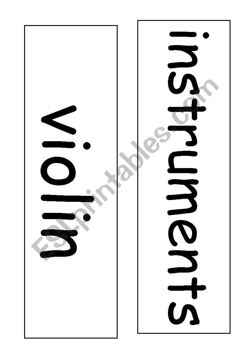 instruments flash cards worksheet