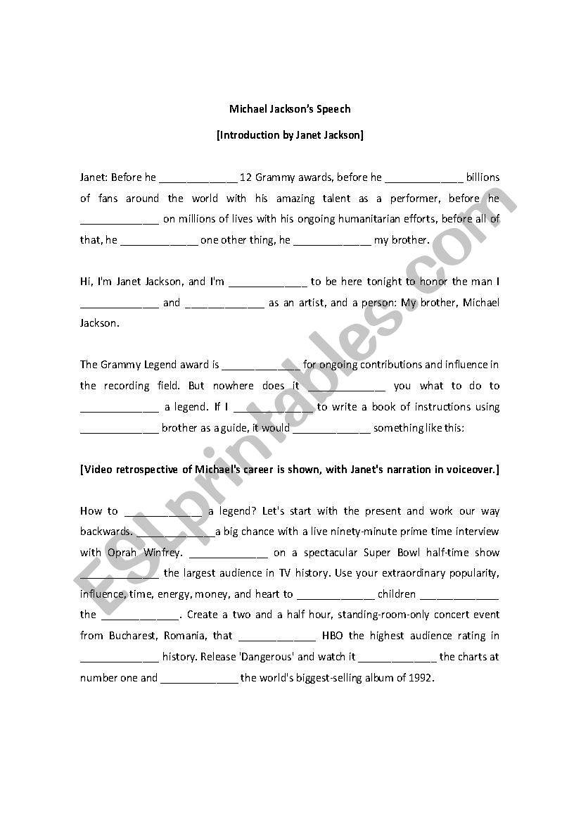 Speech to Practice Listening worksheet