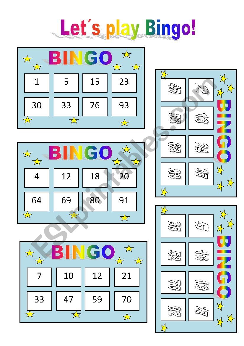 BINGO NUMBERS worksheet