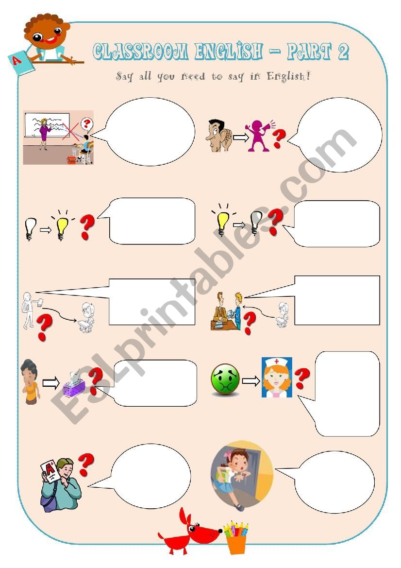 Classroom English - Part 2 - Worksheet