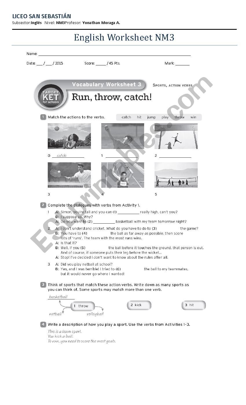 SPORTS worksheet