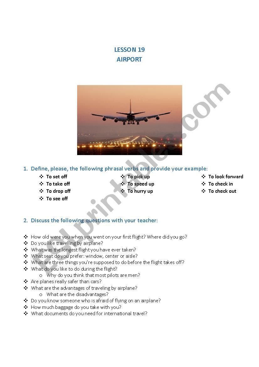 Airport worksheet