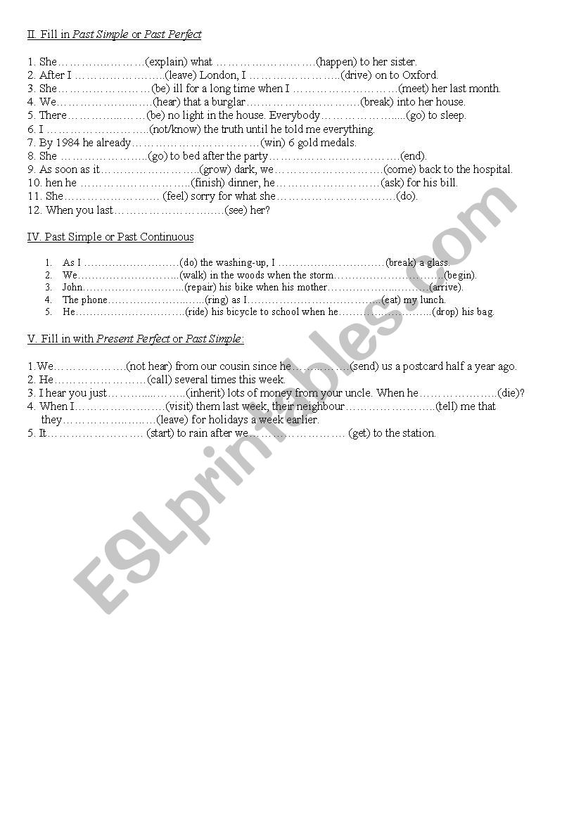 tenses mix worksheet