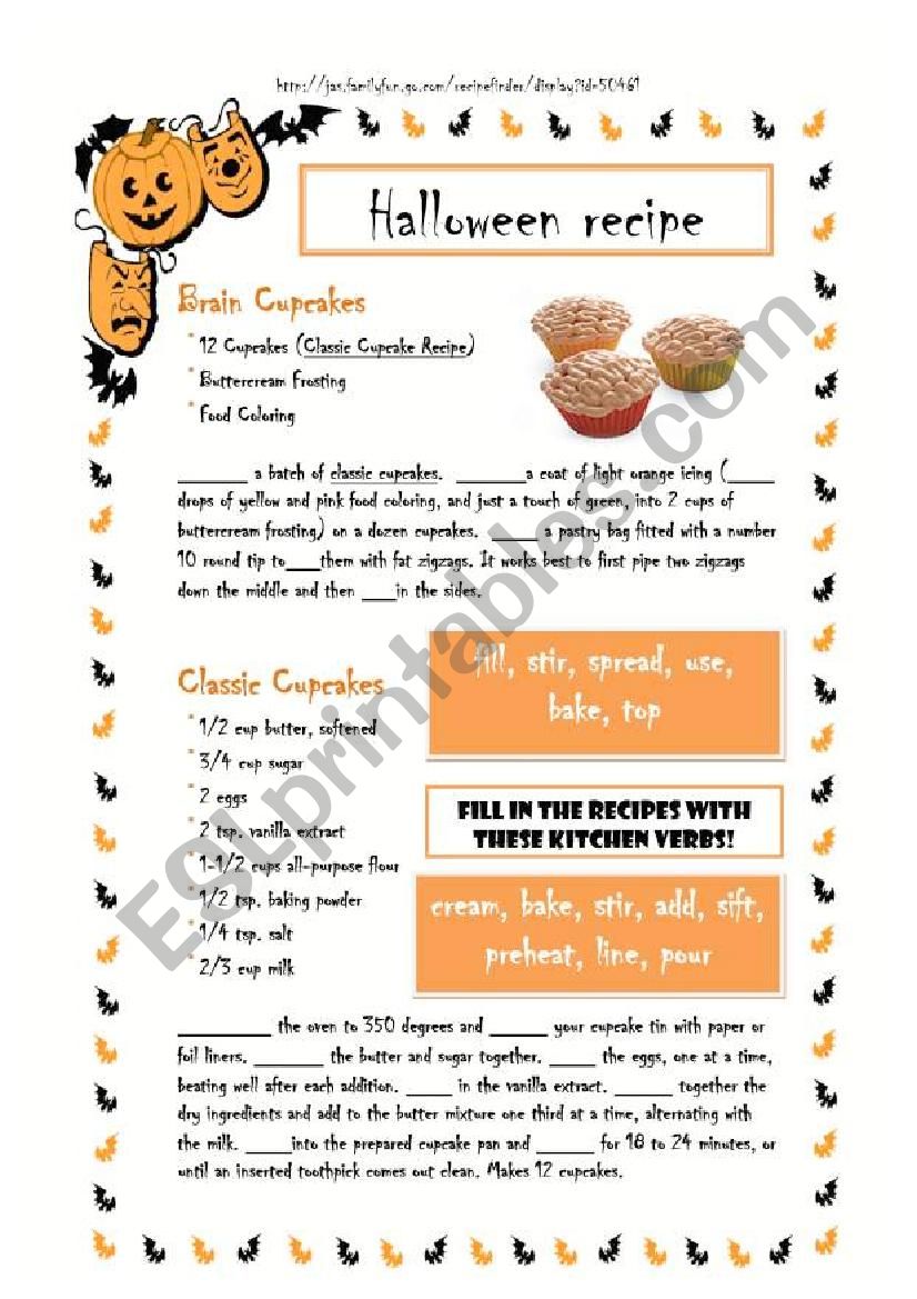 Halloween Recipe worksheet