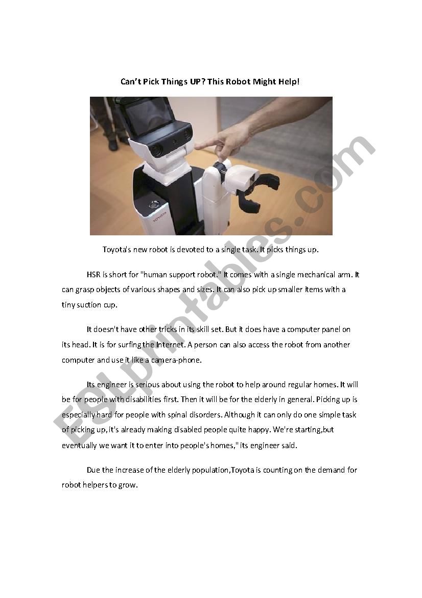 Reading: Cant Pick Things UP? This Robot Might Help! 