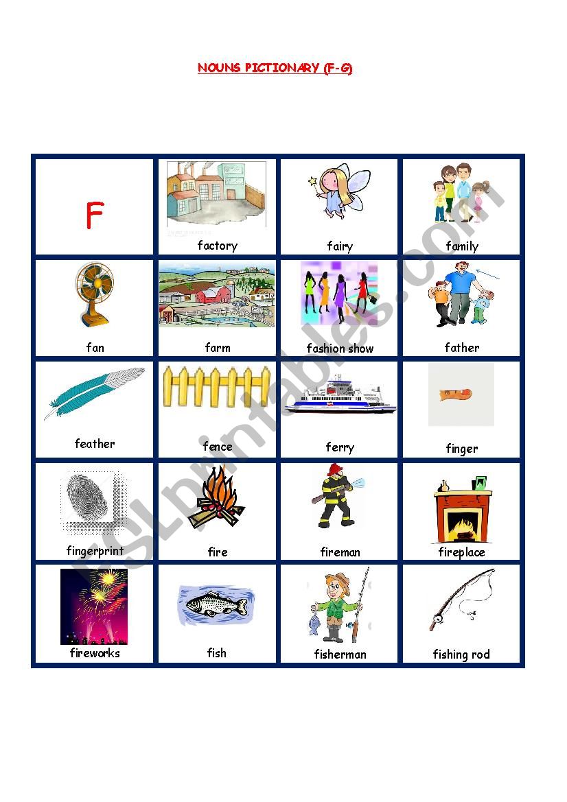 NOUNS PICTIONARY 4 worksheet